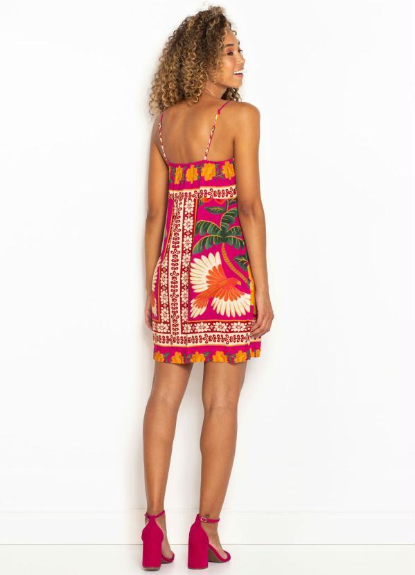 Farm - Vestido Curto de Viscose Florenza Rosa 4