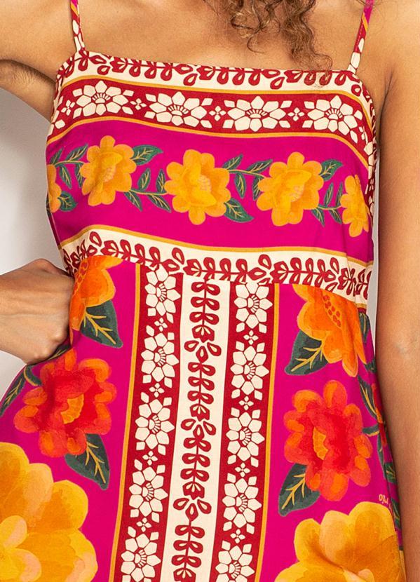 Farm - Vestido Curto de Viscose Florenza Rosa 6