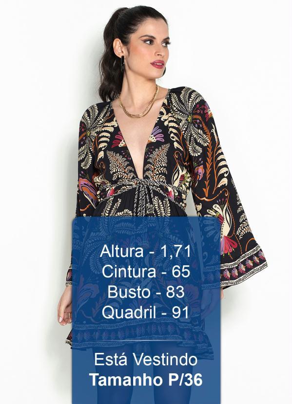 Farm - Vestido Curto de Viscose Jardim Clássico Preto 5