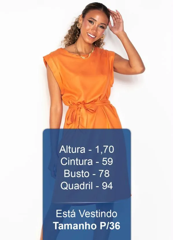 Hering - Vestido Curto de Viscose Laranja 5