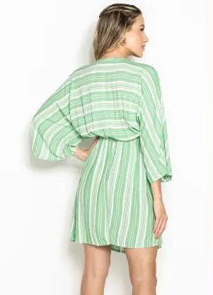 Maria Filó - Vestido Curto de Viscose Listra Acapulco Verde - MARIA FILÓ