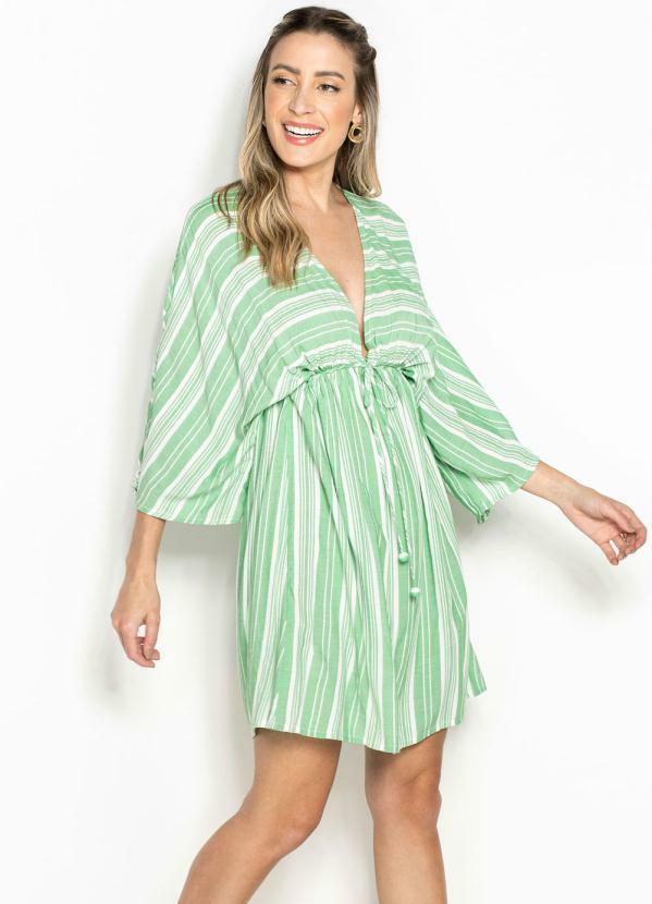Maria Filó - Vestido Curto de Viscose Listra Acapulco Verde