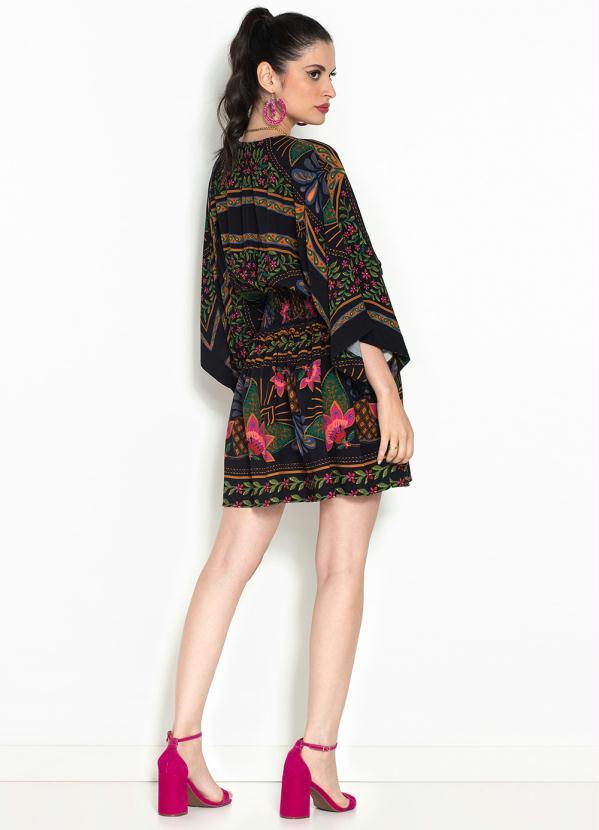 Farm - Vestido Curto de Viscose Mandala Tropical Preto 4