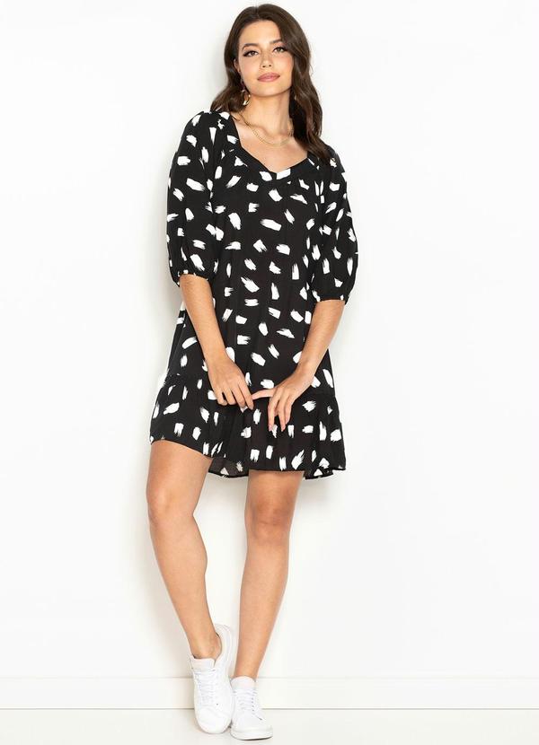 Hering - Vestido Curto de Viscose Preto 8