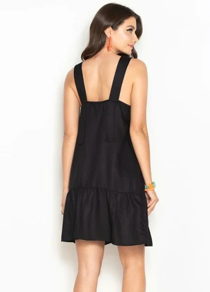 Hering - Vestido Curto de Viscose Preto - HERING