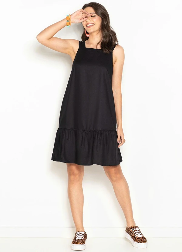 Hering - Vestido Curto de Viscose Preto 7