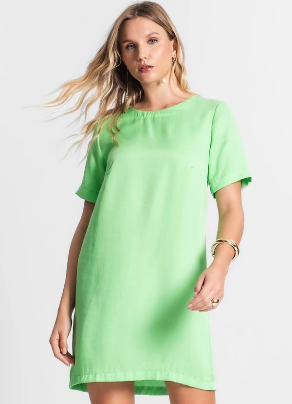 Endless - Vestido Curto de Viscose Sarjada Verde 4