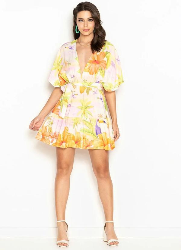 Farm - Vestido Curto de Viscose Sereno Verão Off White 3