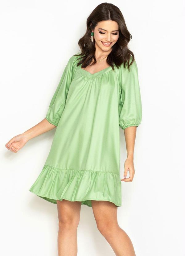 Hering - Vestido Curto de Viscose Verde Menta