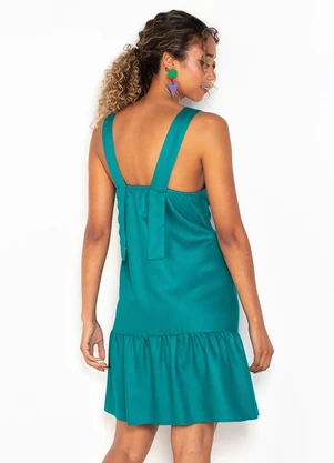 Hering - Vestido Curto de Viscose Verde - HERING