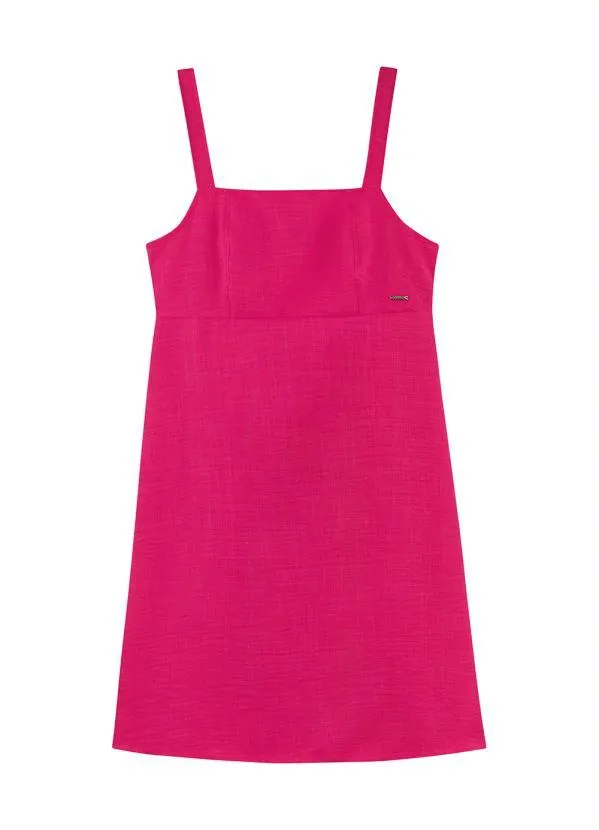 Marialícia - Vestido Curto Decote Quadrado Rosa 1