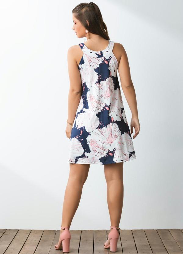 Quintess - Vestido Curto Decote Trapézio Floral Azul 5