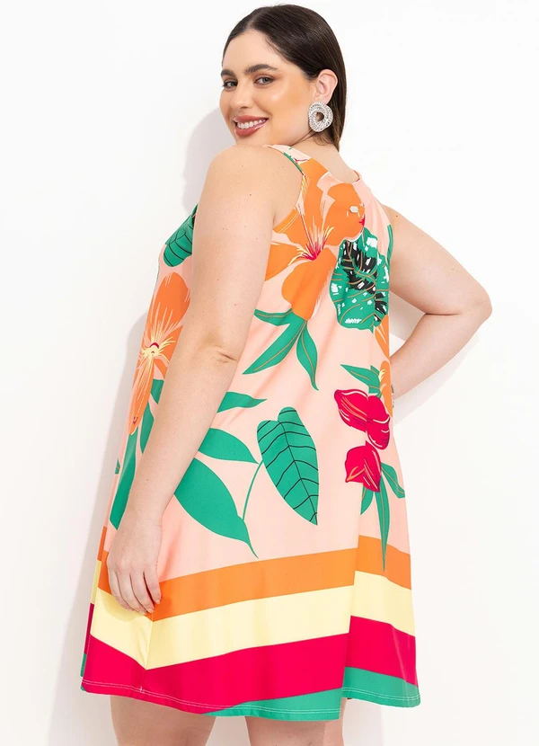 Quintess - Vestido Curto Decote Trapézio Floral Coral 6