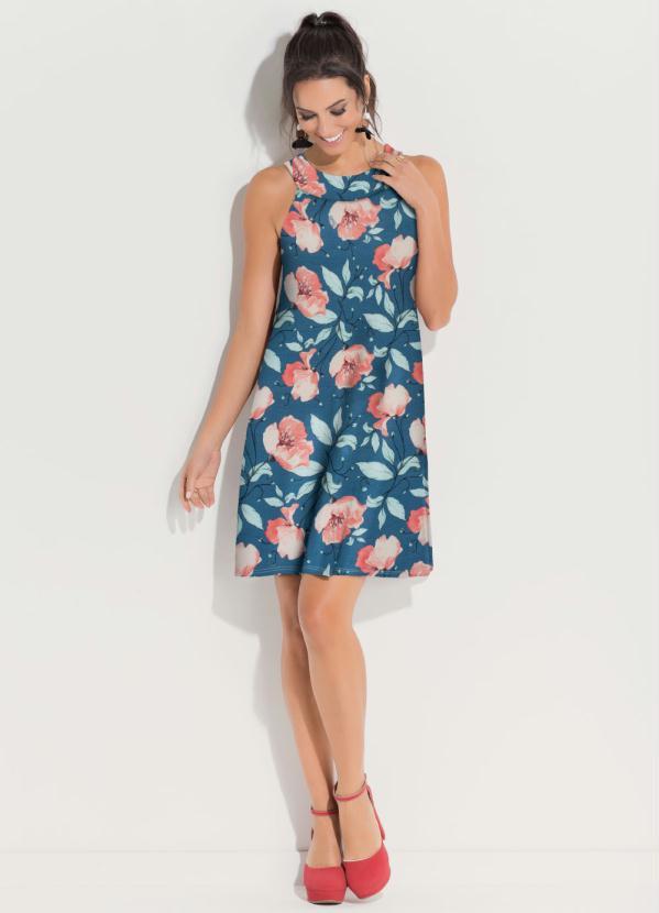 Quintess - Vestido Curto Decote Trapézio Floral Rosê 3