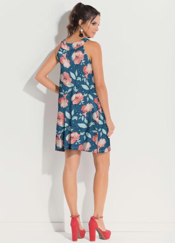 Quintess - Vestido Curto Decote Trapézio Floral Rosê 4