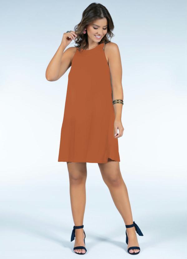 Quintess - Vestido Curto Decote Trapézio Telha 3