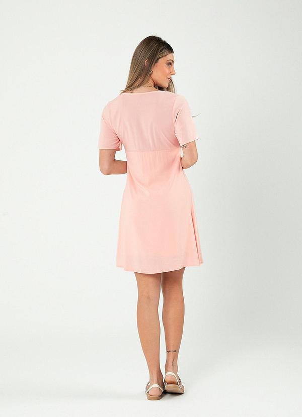 Cativa - Vestido Curto Decote V em Viscose Rosa Claro 2