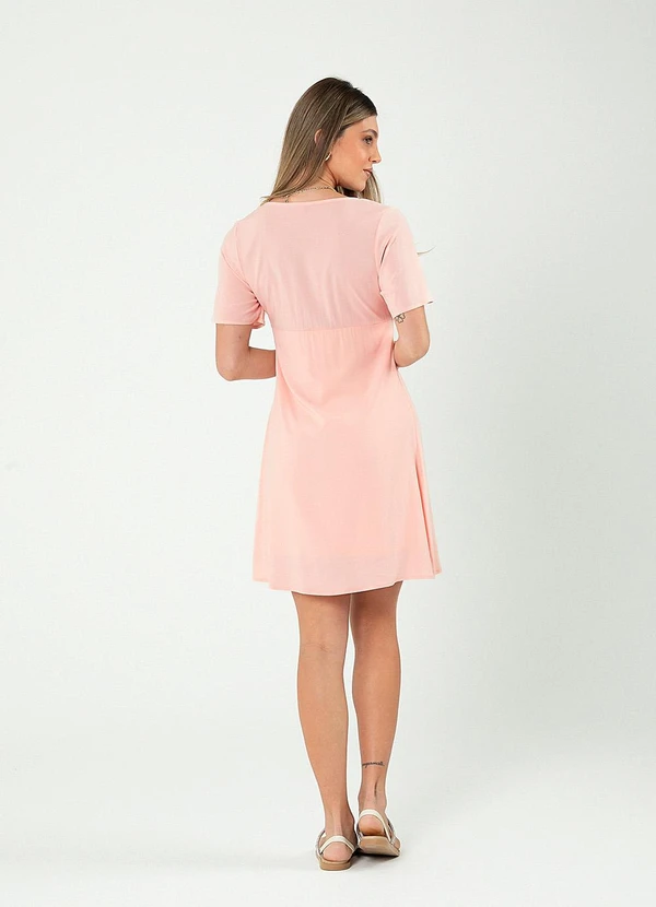 Cativa - Vestido Curto Decote V em Viscose Rosa Claro 2