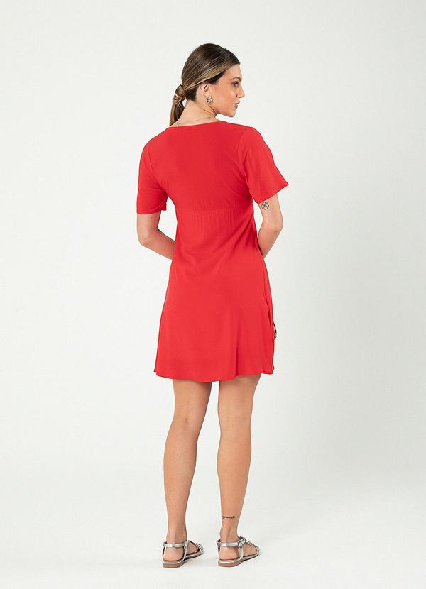 Cativa - Vestido Curto Decote V em Viscose Vermelho 2