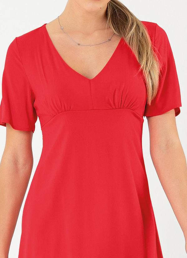 Cativa - Vestido Curto Decote V em Viscose Vermelho 3