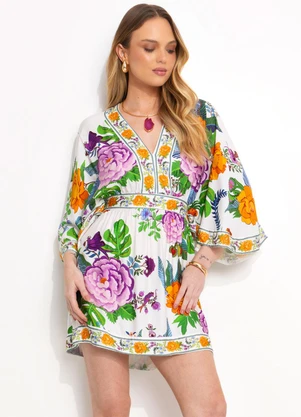 Farm - Vestido Curto Doce Jardim Off White - FARM