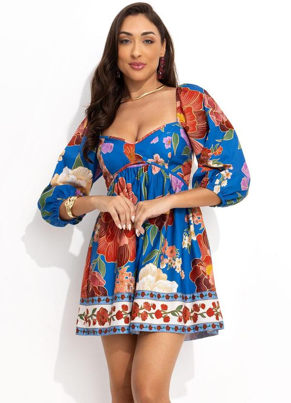 Farm - Vestido Curto Duda Azul