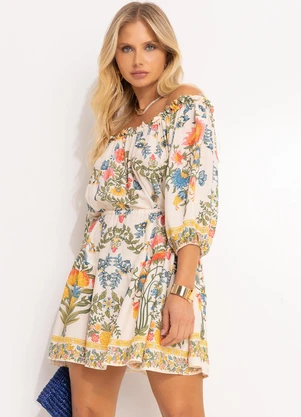 Farm - Vestido Curto Elisa Bege - FARM