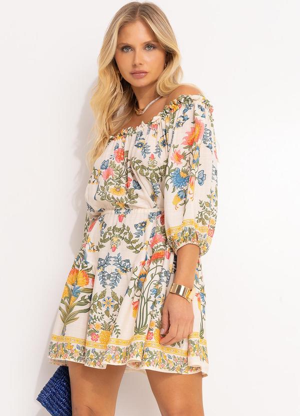 Farm - Vestido Curto Elisa Bege