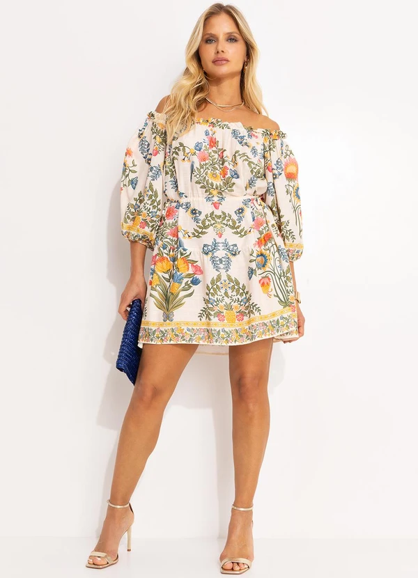 Farm - Vestido Curto Elisa Bege 3