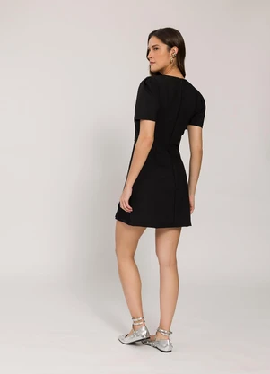 Sofie - Vestido Curto em Alfaiataria com Laços Preto - SOFIE