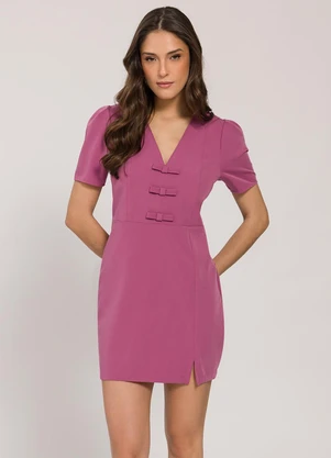 Sofie - Vestido Curto em Alfaiataria com Laços Roxo - SOFIE