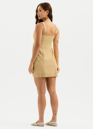 Cativa - Vestido Curto em Algodão Bege - CATIVA