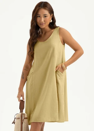 Cativa - Vestido Curto em Algodão Caramelo - CATIVA