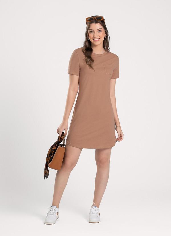Cativa - Vestido Curto em Algodão Marrom Claro 1