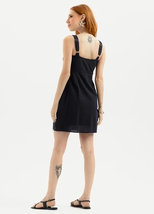 Cativa - Vestido Curto em Algodão Preto - CATIVA