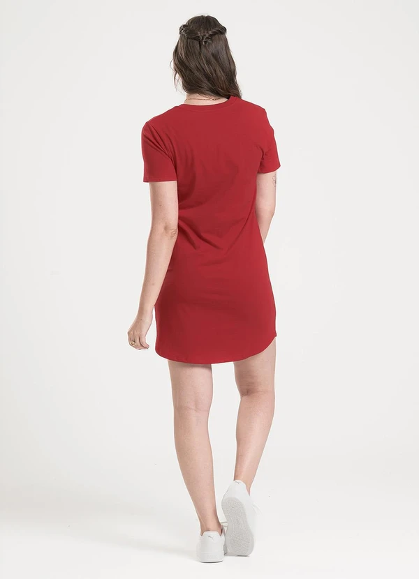 Cativa - Vestido Curto em Algodão Vermelho Escuro 2