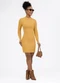 Habana - Vestido Curto em Canelado  Preto - variação: Amarelo Médio