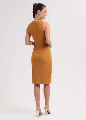 Habana - Vestido Curto em Canelado Laranja - HABANA