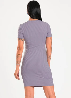 Cativa - Vestido Curto em Canelado Lilás - CATIVA