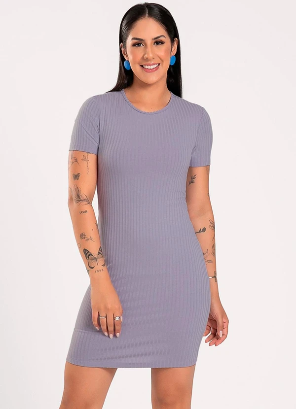Cativa - Vestido Curto em Canelado Lilás