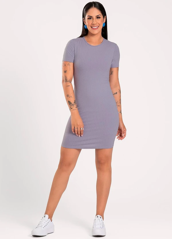 Cativa - Vestido Curto em Canelado Lilás 3