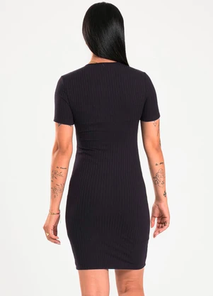 Cativa - Vestido Curto em Canelado Preto - CATIVA