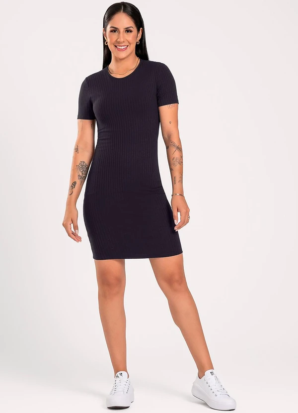 Cativa - Vestido Curto em Canelado Preto 3