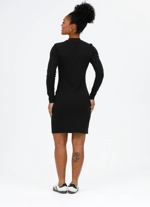 Habana - Vestido Curto em Canelado  Preto - HABANA
