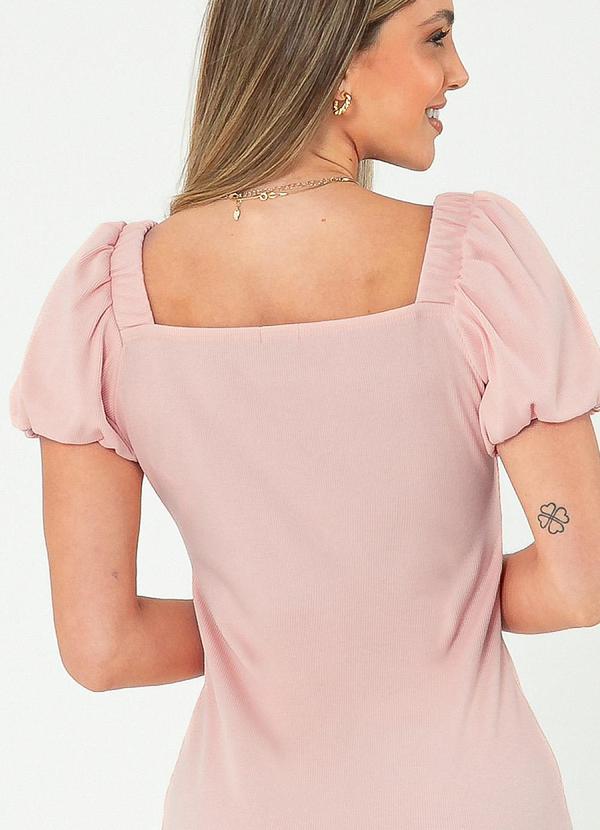 Cativa - Vestido Curto em Canelado Rosa Claro 4