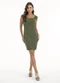 Habana - Vestido Curto em Canelado Vermelho - variação: Verde Escuro