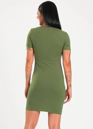 Cativa - Vestido Curto em Canelado Verde - CATIVA