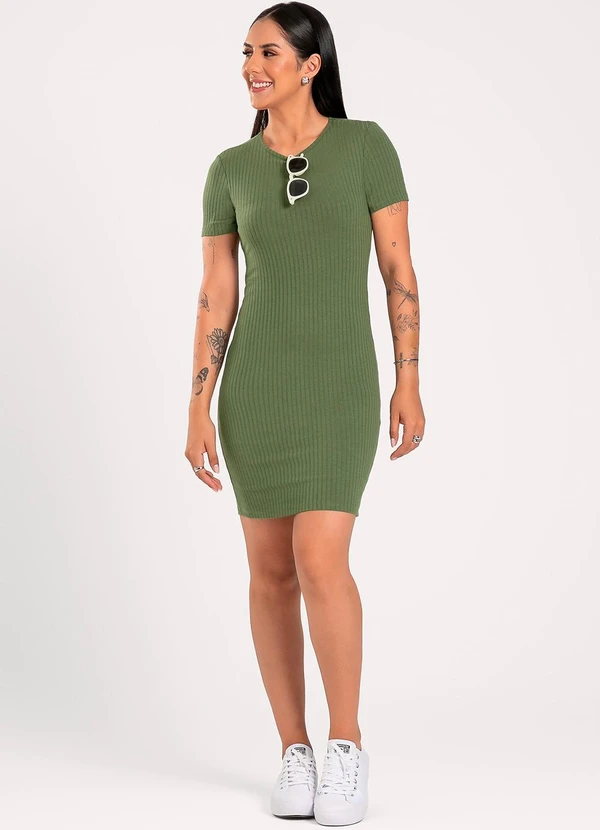 Cativa - Vestido Curto em Canelado Verde 3