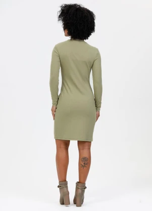 Habana - Vestido Curto em Canelado  Verde - HABANA