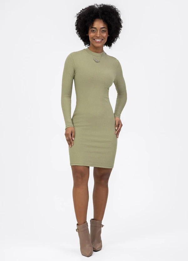 Habana - Vestido Curto em Canelado Verde